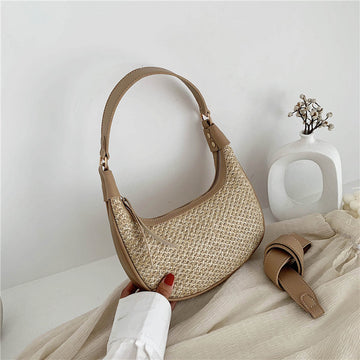 Straw Pillow Bag – Summer Beach One-Shoulder, Portable Holiday Woven Bag