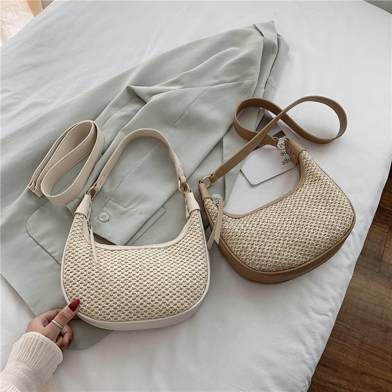 Straw Pillow Bag – Summer Beach One-Shoulder, Portable Holiday Woven Bag