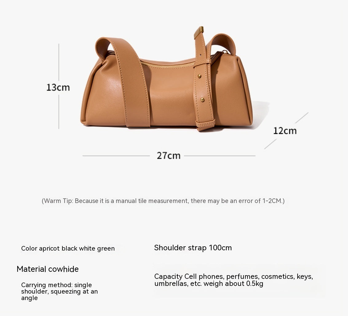 Women's High-grade Cowhide Baguette Underarm Bag