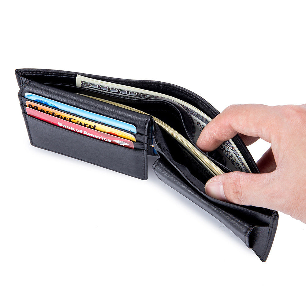 Men's Short Wallet Genuine Leather Trifold Wallet