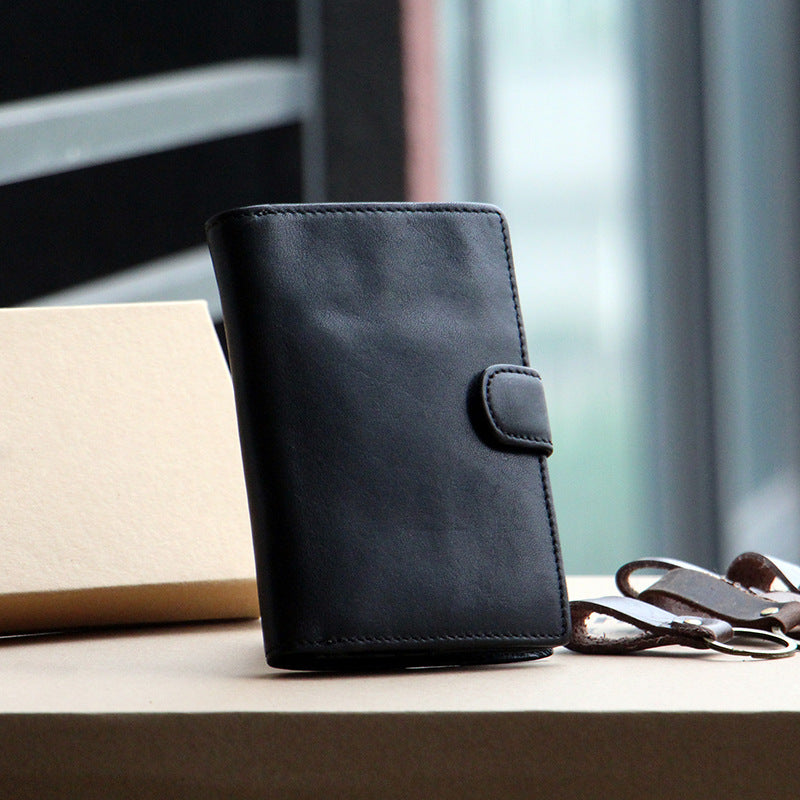 Men's Handmade Literary Vertical Leather Wallet