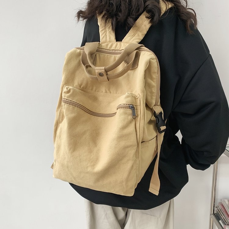 Korean Style Large Capacity Washed Canvas Backpack Retro Mori Leisure