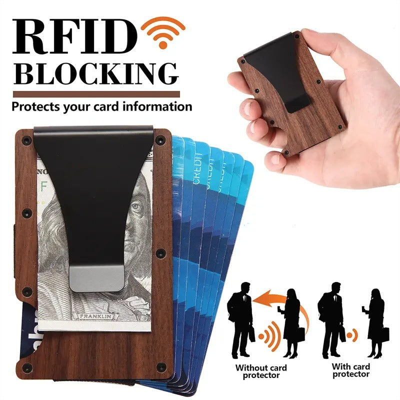 Card Sleeve Anti-theft Brush RFID Wooden Wallet