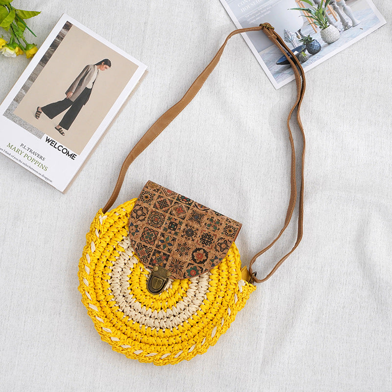 Shoulder Straw-weaved Crossbody Beach Casual Ethnic Style Mini And Simple Handmade Beach Bag