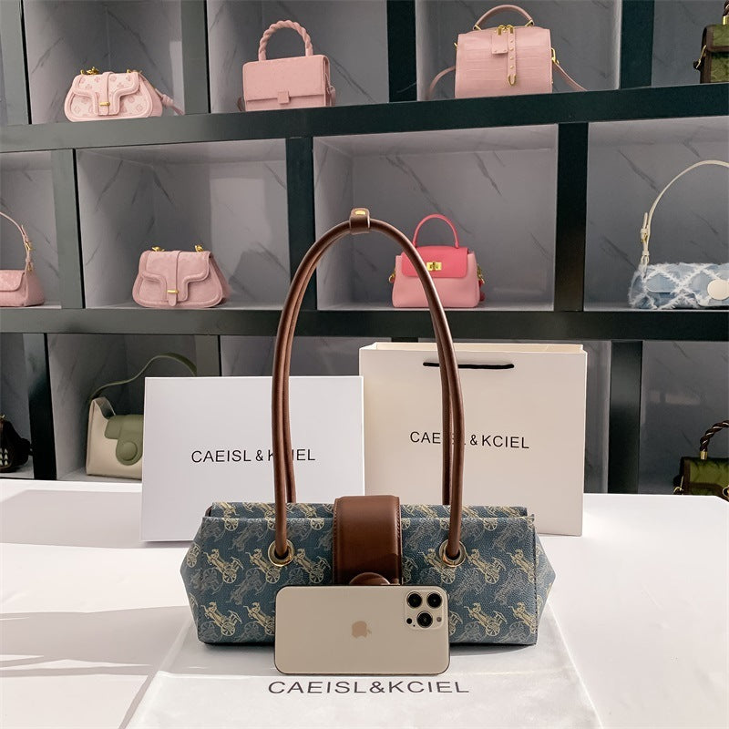 Horse-drawn Tram French Baguette Underarm Bag – Women’s All-Match Shoulder Handbag