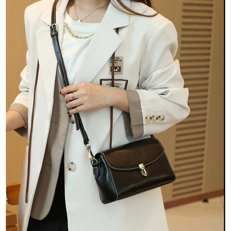 Stylish Simple And Versatile High-grade Exquisite Cowhide Small Square Bag