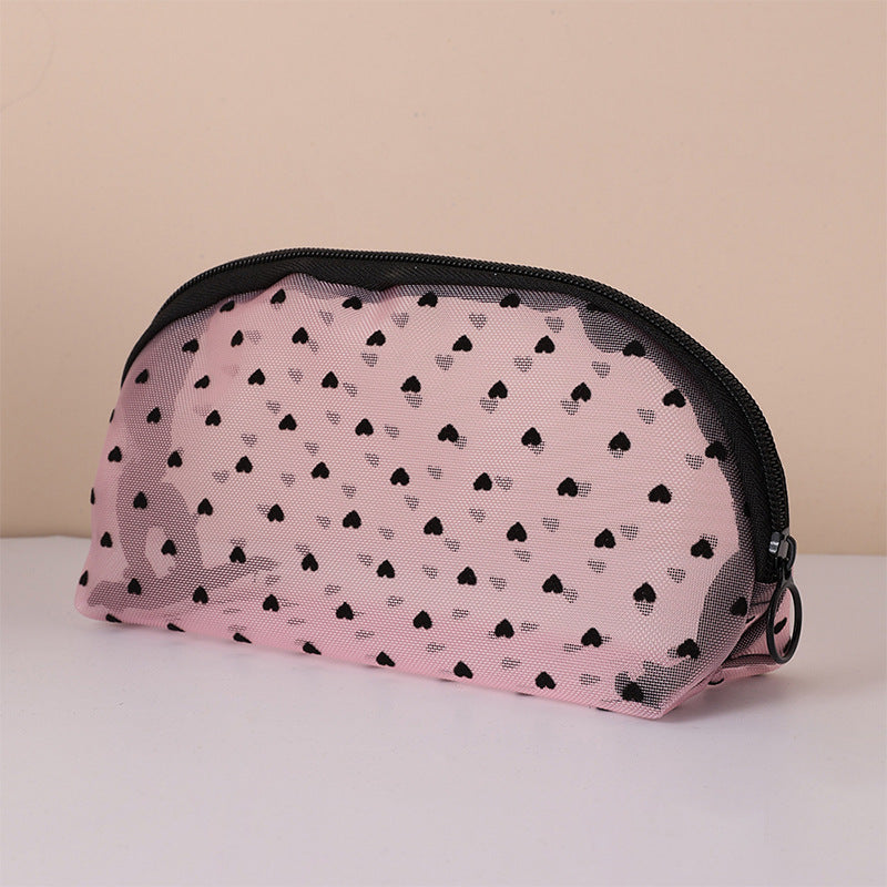 Love Cosmetic Bag Portable Large Capacity Mesh Storage Bag