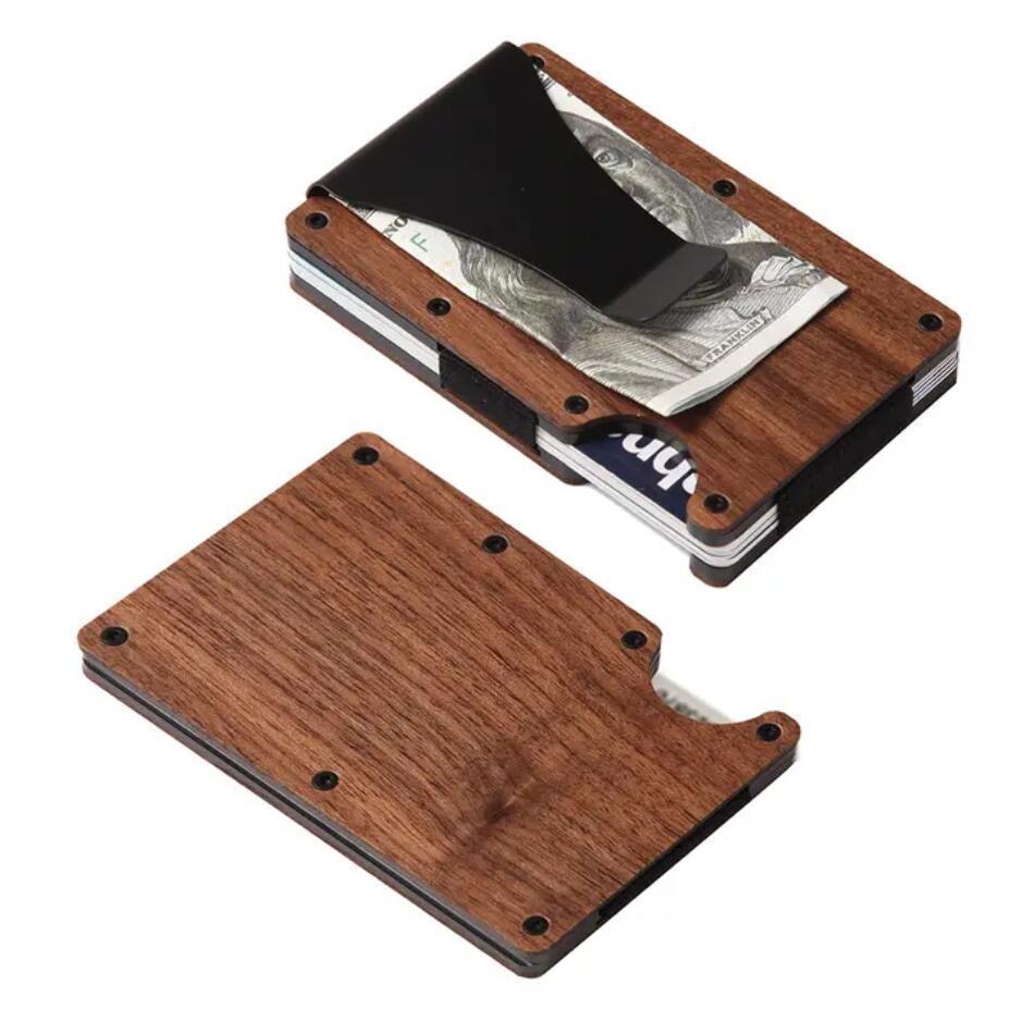 Card Sleeve Anti-theft Brush RFID Wooden Wallet