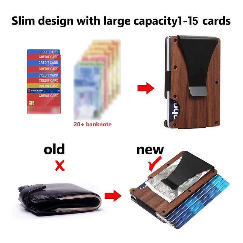 Card Sleeve Anti-theft Brush RFID Wooden Wallet