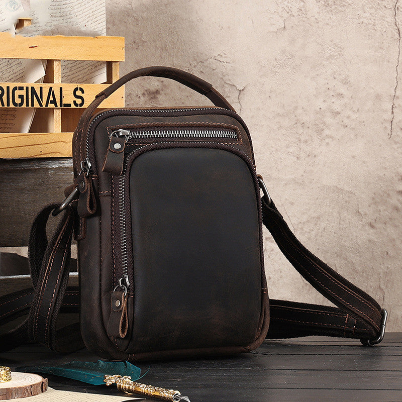 Men's Leather Vintage Messenger Bag Casual Shoulder