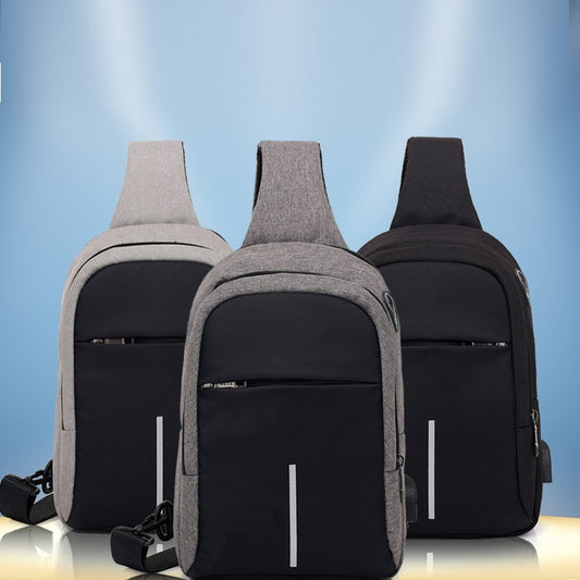 Leisure Travel Waterproof Men's USB Charging Slanted Chest Bag