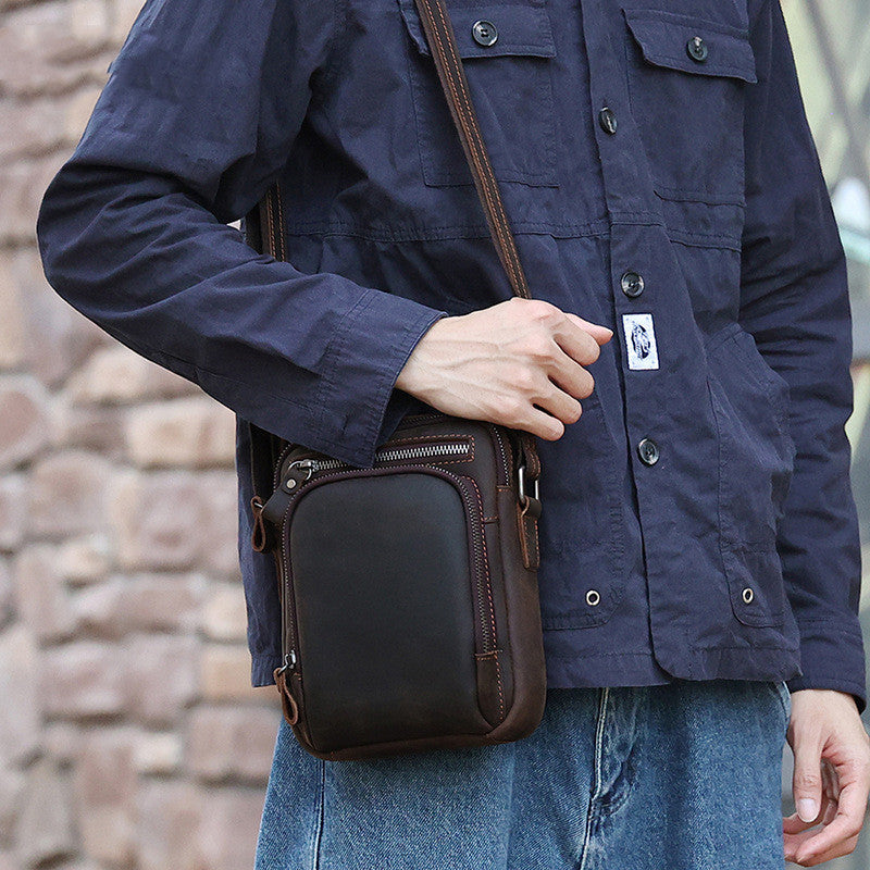 Men's Leather Vintage Messenger Bag Casual Shoulder