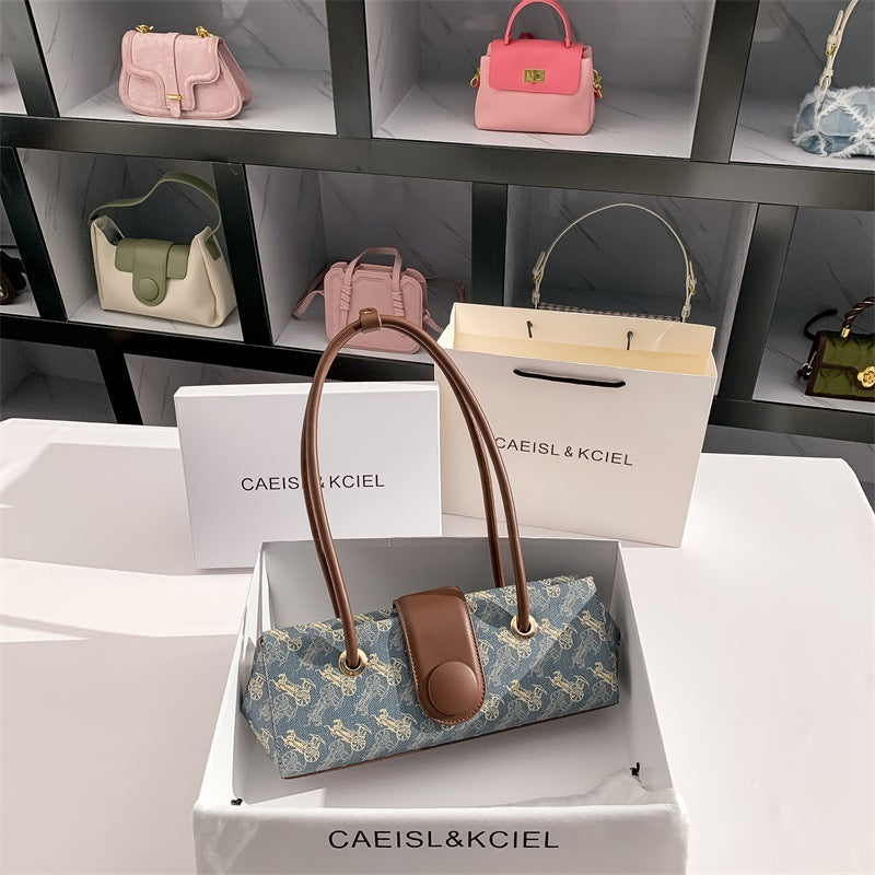 Horse-drawn Tram French Baguette Underarm Bag – Women’s All-Match Shoulder Handbag